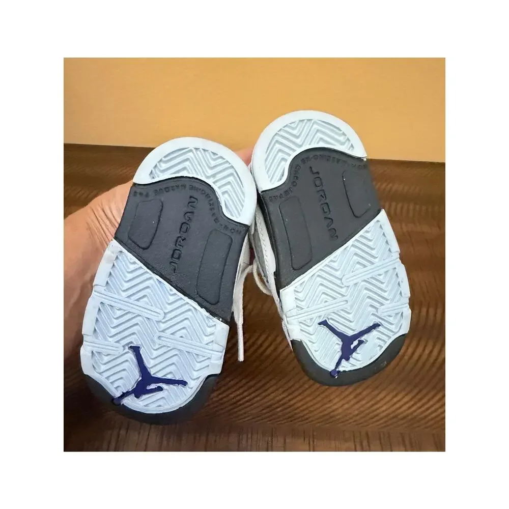 Nike Air Jordan 5 Retro Sneakers Shoe Baby Toddler 4C White Dark Concord Purple